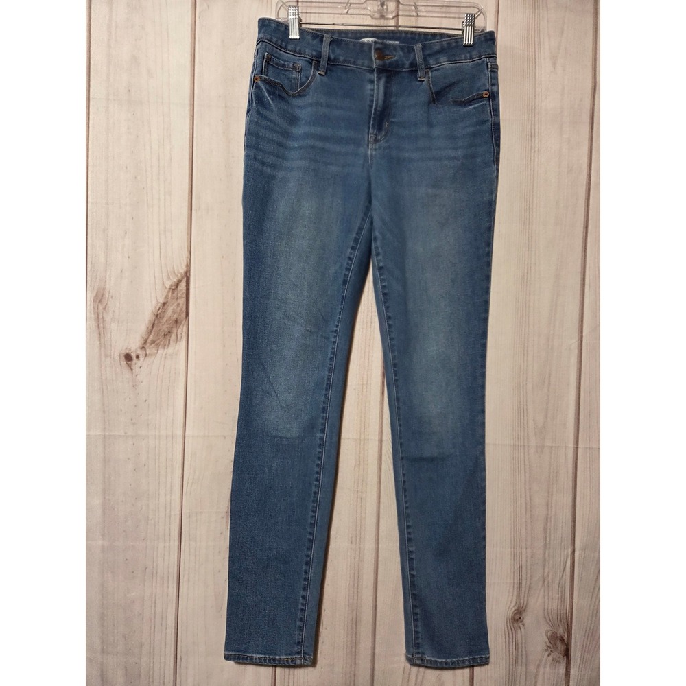 Old Navy Pop Icon Skinny Jeans Womens 8 Long Medium Wash‎ Denim Blue Stretch